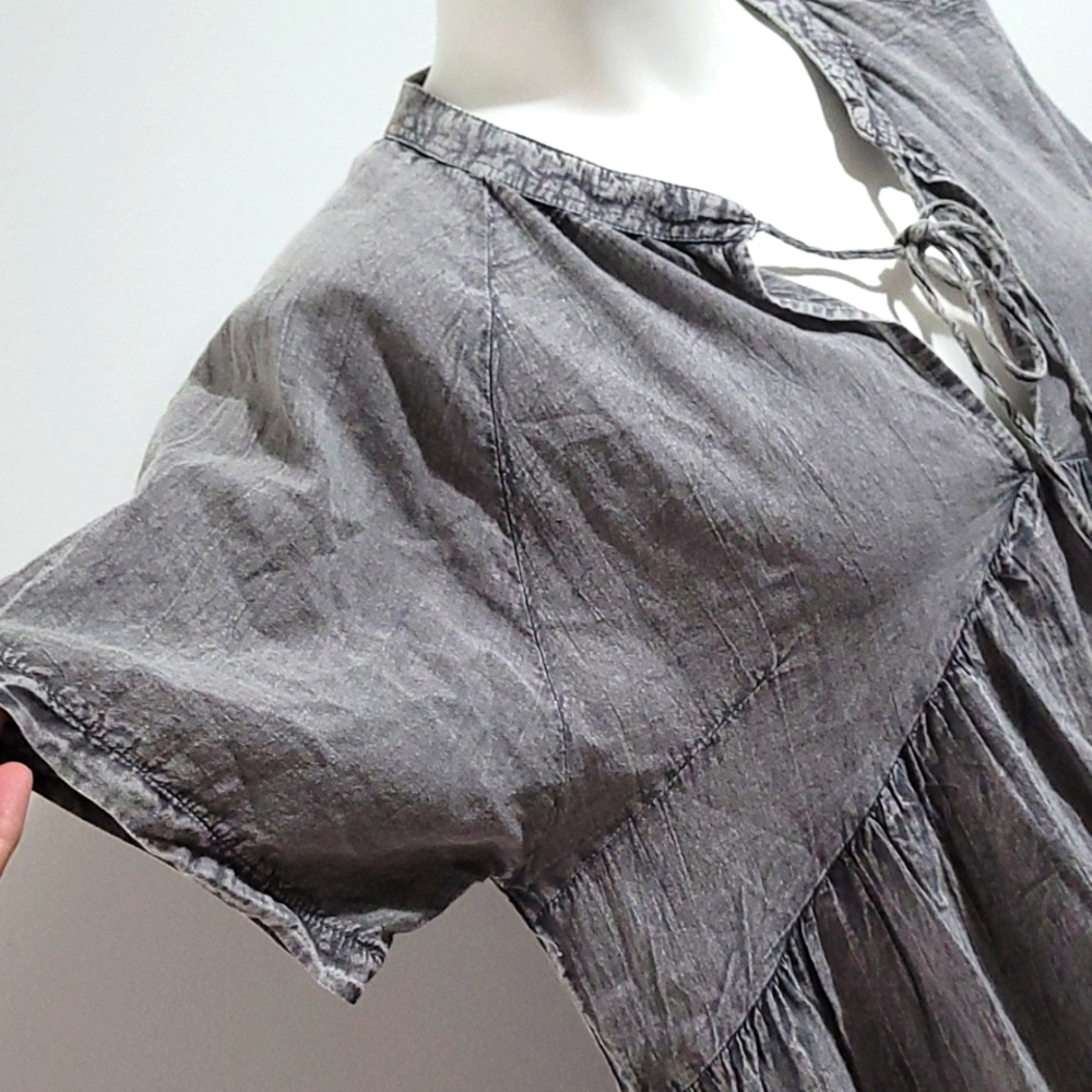 Thrills size 12 cotton faded grey dress with freyed hemline - Picture 6 of 11